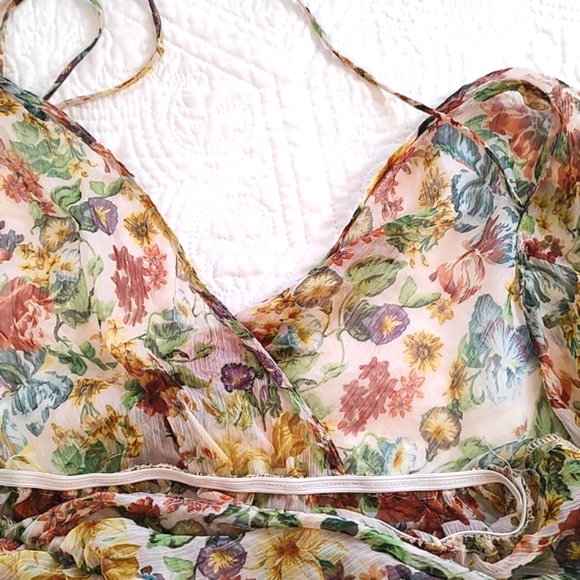 Zara Womens Floral Semi Sheer Overlay Dress /Size S - Picture 12 of 13